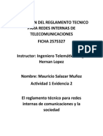 Aplicacion Del Reglamento Tecnico para Redes Internas de Telecomunicaciones