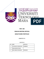 EWC 662 English Writing Critical Group Work Portfolio: Submitted To