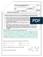 Prova 6º Ano Desenho Geométrico - 2º Bimestre 2017