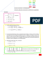 Ejercicios de Matrices Y Determinantes I7. Opera Con Matrices y Determinantes Aplicando Correctamente Sus Definiciones y Propiedades. Matrices