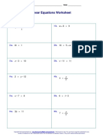 Linear Equations Worksheet