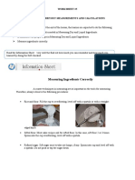 Measuring Ingredients Correctly: Worksheet #5 Lesson: Carryout Measurements and Calculations