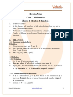 Class 11 Maths Revision Notes Relations and Functions