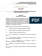 Ley Gral de Ingresos Municipales Del Estado de Oaxaca para El Ejercicio Fiscal 2022