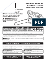 Ryobi RY3714 RY3716 Chainsaw Operators Manual Multilingual