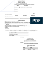 Unified Application Form For Certificate of Occupancy