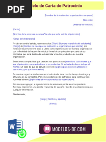 Modelo de Carta de Patrocinio