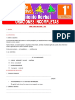 Oraciones Incompletas para Pimer Grado de Secundaria