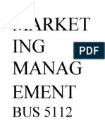 BUS 5112 Marketing Management - Written Assignment Unit 1