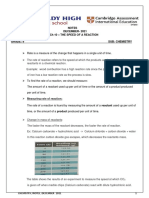 Notes DECEMBER-2021 CH 10 - The Speed of A Reaction Grade: 9 Sub: Chemistry