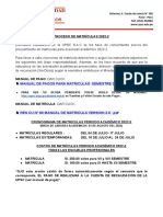 Comunicado Proceso de Matriculas 2022 2