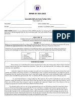 RPMS SY 2021-2022: Teacher Reflection Form (TRF)