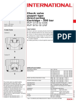 Check Valve Poppet Type Direct-Acting Cartridge - 500 Bar: RVF G1/4 To G3/8 RVF 9/16-18 UNF