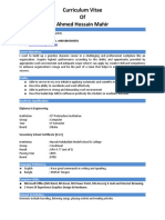 Curriculum Vitae of Ahmed Hossain Mahir: Mailing Address