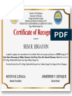 Certificate of Recognition: Sem R. Higayon