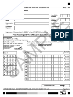 B2 First Reading and Use of English Sample Answer Sheet