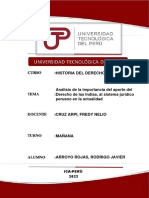 Análisis de La Importancia Del Aporte Del Derecho de Las Indias, Al Sistema Jurídico Peruano en La Actualidad