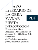 Ensayo Literario de La Obra Yawar Fiesta: Introduccion