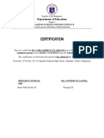 Certification: Department of Education