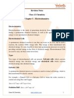 Class 12 Chemistry Revision Notes Electrochemistry