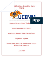 Informe Sobre Práctica de Comunicación Escrita Redacción de Discursos