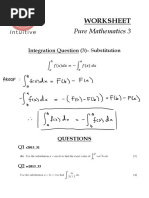 WORKSHEET - Integration Question (3) - Substitution