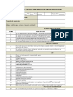 Lista de Chequeo Pre Operacional Temperaturas Extremas