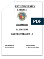 Lab Manual 3 Semester Basic Electronics - I: Lab Engineerer: Subject Teacher