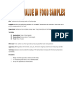 Energy Value in Food Sample