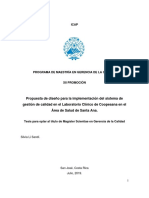 Propuesta de Diseño para La Implementación Del Sistema de Gestión de Calidad en El Laboratorio Clínico de Coopesana en El Área de Salud de Santa Ana