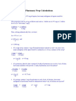 Pharmacy Prep Calculations With Ans