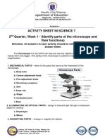 Activity Sheet in Science 7 2 Quarter, Week 1 - (Identify Parts of The Microscope and Their Functions)