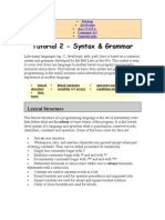 Tutorial 2 - Syntax & Grammar: Lexical Structure