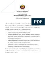 COMUNICADO DE IMPRENSA (Variola Dos Macacos) MISAU - VRevista