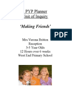 PYP Planner Unit of Inquiry: Making Friends'