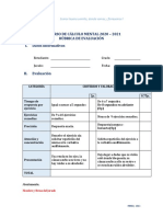 Cálculo Mental - Rúbrica de Evaluación