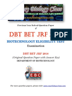 DBT BET JRF 2018 Solved Question Paper With Answer Key