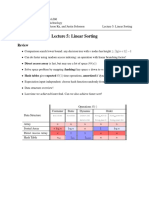 Lecture 5: Linear Sorting: Review