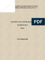 Maths Paper 1 Nov Making 2003