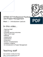 KIT503 ICT Professional Practices and Project Management: Week 1 - Introduction Lecture