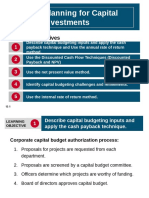 Planning For Capital Investments: Learning Objectives