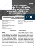 El Huerto Escolar Como Herramienta de Sensibilización Ambiental para El Aprendizaje y Mejora Alimenticia en Las Comunidades Rurales