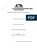 Taller 4. Integración de Procesos, Calculo de Potencia Ciclo Rankine