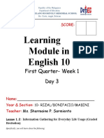 English 10 - 1q - Week 1 - Day 3