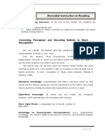 Remedial Instruction in Reading: Correcting Perceptual and Decoding Deficits in Word Recognition