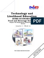 Technology and Livelihood Education: Home Economics Food and Beverage Services