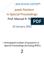 Preweek Pointers in Special Proceedings by Prof. Manuel Riguera