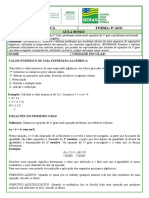 Aula 8 - 8º MAT - Equações Do 1º Grau