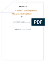 Service Level in Operation Management at Taj Hotel