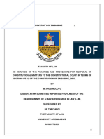 An Analysis of The Practice and Procedure For Refferal of Constitutional Matters To The Constitutional Court in Terms of Section 175 (4) of The Constitution of Zimbabwe, 2013.